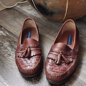 Giorgio Brutini Brown Loafers Tassel Basket Weave Size 10.5M